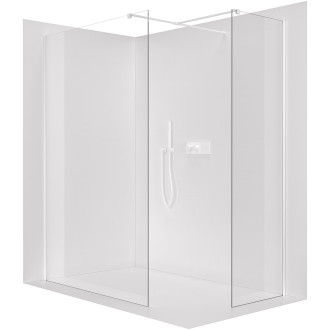 CERANO - Sprchová zástěna Walk-in Onyx T L/P - 8 mm - hranatá vzpěra - bílá matná, transparentní sklo - 140x80x200 cm
