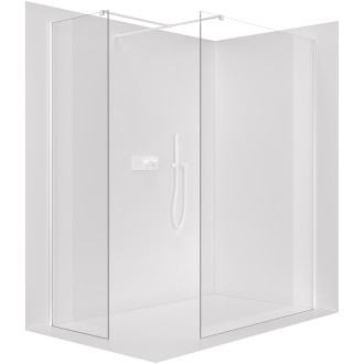 CERANO - Sprchová zástěna Walk-in Onyx T L/P - 8 mm - hranatá vzpěra - bílá matná, transparentní sklo - 90x90x200 cm
