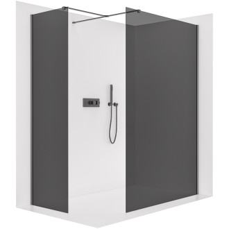 CERANO - Sprchová zástěna Walk-in Onyx T L/P - 8 mm - hranatá vzpěra - černá matná, grafitové sklo - 120x110x200 cm