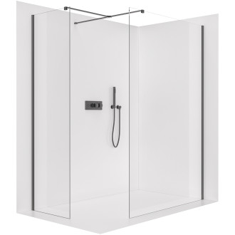 CERANO - Sprchová zástěna Walk-in Onyx T L/P - 8 mm - hranatá vzpěra - černá matná, transparentní sklo - 130x120x200 cm