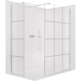 CERANO - Sprchová zástěna Walk-in Onyx T L/P - 8 mm - hranatá vzpěra - chrom, industriální sklo - 90x90x200 cm