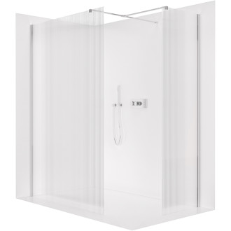 CERANO - Sprchová zástěna Walk-in Onyx T L/P - 8 mm - hranatá vzpěra - chrom, rýhované sklo - 160x100x200 cm
