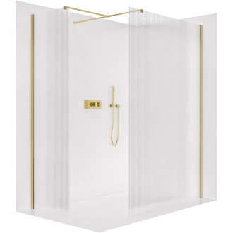 CERANO - Sprchová zástěna Walk-in Onyx T L/P - 8 mm - hranatá vzpěra - zlatá, rýhované sklo - 160x50x200 cm