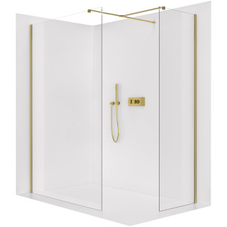 CERANO - Sprchová zástěna Walk-in Onyx T L/P - 8 mm - hranatá vzpěra - zlatá, transparentní sklo - 120x40x200 cm