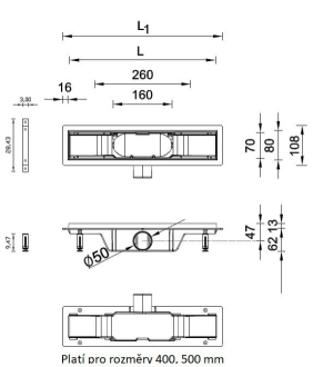 STANDARDline - odtokový žlab s roštem MEDIUM, délka 900 mm OLPZLABST89