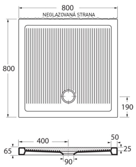 vanička keramická FERDY I čtverec 80x80x6,5 cm VANKEFEI80