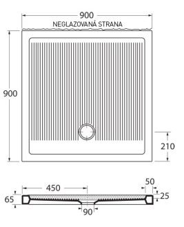 vanička keramická FERDY I čtverec 80x80x6,5 cm VANKEFEI80
