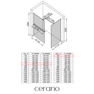 CERANO - Sprchová zástěna Walk-in Onyx T L/P - 8 mm - hranatá vzpěra + polička/držák na ručníky - chrom, grafitové sklo - 70x30x200 cm