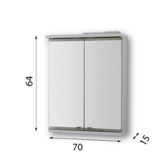 NICE 70 - horní zrcadlová skříňka s LED osvětlením, 70 x 64 x 15 cm OLNNIC70