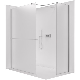 CERANO - Sprchová zástěna Walk-in Onyx T L/P - 8 mm - hranatá vzpěra + polička/držák na ručníky - chrom, mléčné sklo - 70x30x200 cm