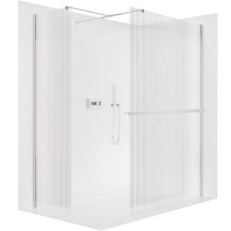 CERANO - Sprchová zástěna Walk-in Onyx T L/P - 8 mm - hranatá vzpěra + polička/držák na ručníky - chrom, rýhované sklo - 80x50x200 cm