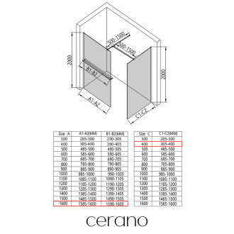 CERANO - Sprchová zástěna Walk-in Onyx T L/P - 8 mm - hranatá vzpěra + polička/držák na ručníky - chrom, transparentní sklo - 160x40x200 cm