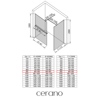CERANO - Sprchová zástěna Walk-in Onyx T L/P - 8 mm - hranatá vzpěra + polička/držák na ručníky - chrom, transparentní sklo - 90x90x200 cm