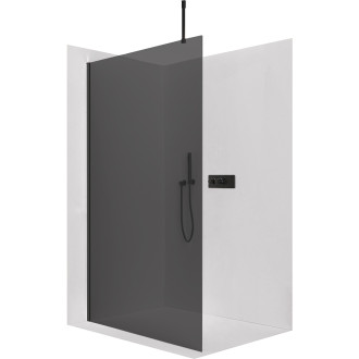 CERANO - Sprchová zástěna Walk-in Onyx Top Cube L/P - 10 mm - hranatá vzpěra - černá matná, grafitové sklo - 100x200 cm