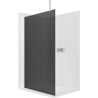 CERANO - Sprchová zástěna Walk-in Onyx Top Cube L/P - 10 mm - hranatá vzpěra - chrom, grafitové sklo - 100x200 cm