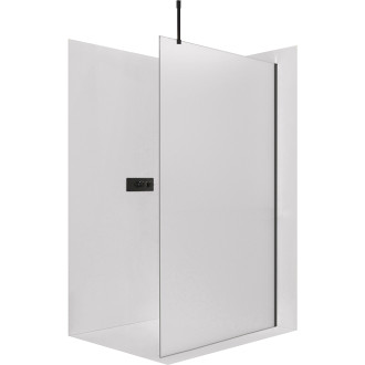 CERANO - Sprchová zástěna Walk-in Onyx Top Cube L/P - 8 mm - hranatá vzpěra - černá matná, mléčné sklo - 150x200 cm