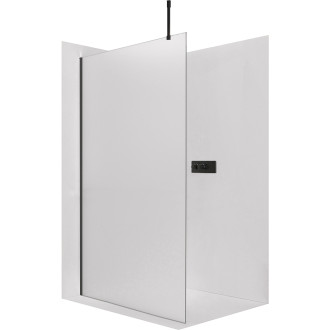 CERANO - Sprchová zástěna Walk-in Onyx Top Cube L/P - 8 mm - hranatá vzpěra - černá matná, mléčné sklo - 70x200 cm