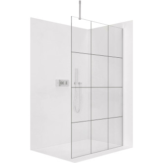 CERANO - Sprchová zástěna Walk-in Onyx Top Cube L/P - 8 mm - hranatá vzpěra - chrom, industriální sklo - 130x200 cm