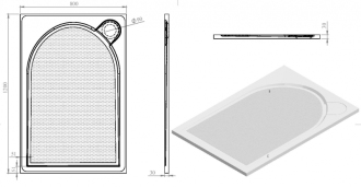 LARA - vanička litý mramor, obdélník 900x800x30 mm, bez nožiček , VANKCOBDEL9080