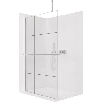 CERANO - Sprchová zástěna Walk-in Onyx Top Cube L/P - 8 mm - hranatá vzpěra + polička/držák na ručníky - chrom, industriální sklo - 120x200 cm
