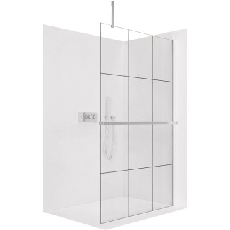 CERANO - Sprchová zástěna Walk-in Onyx Top Cube L/P - 8 mm - hranatá vzpěra + polička/držák na ručníky - chrom, industriální sklo - 140x200 cm