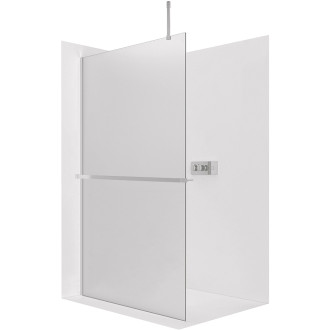 CERANO - Sprchová zástěna Walk-in Onyx Top Cube L/P - 8 mm - hranatá vzpěra + polička/držák na ručníky - chrom, mléčné sklo - 70x200 cm