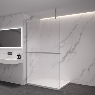 CERANO - Sprchová zástěna Walk-in Onyx Top Cube L/P - 8 mm - hranatá vzpěra + polička/držák na ručníky - chrom, rýhované sklo - 60x200 cm