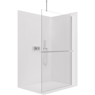 CERANO - Sprchová zástěna Walk-in Onyx Top Cube L/P - 8 mm - hranatá vzpěra + polička/držák na ručníky - chrom, transparentní sklo - 140x200 cm