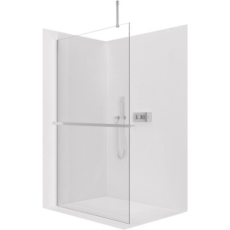 CERANO - Sprchová zástěna Walk-in Onyx Top Cube L/P - 8 mm - hranatá vzpěra + polička/držák na ručníky - chrom, transparentní sklo - 70x200 cm