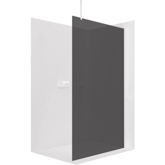 CERANO - Sprchová zástěna Walk-in Onyx Top Round L/P - 8 mm - kulatá vzpěra - bílá matná, grafitové sklo - 160x200 cm