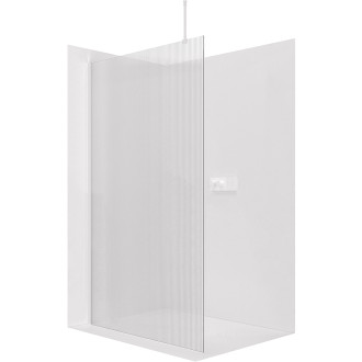 CERANO - Sprchová zástěna Walk-in Onyx Top Round L/P - 8 mm - kulatá vzpěra - bílá matná, rýhované sklo - 160x200 cm