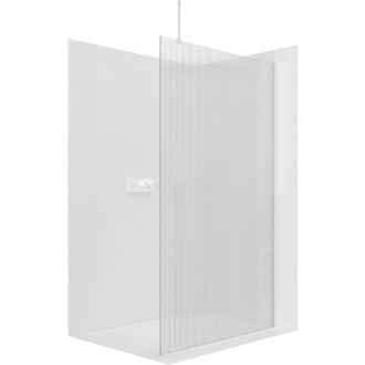 CERANO - Sprchová zástěna Walk-in Onyx Top Round L/P - 8 mm - kulatá vzpěra - bílá matná, rýhované sklo - 80x200 cm