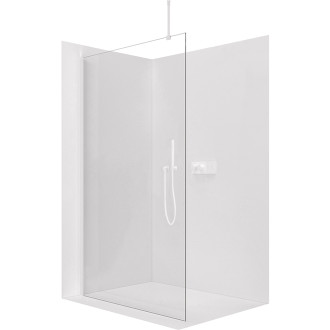 CERANO - Sprchová zástěna Walk-in Onyx Top Round L/P - 8 mm - kulatá vzpěra - bílá matná, transparentní sklo - 160x200 cm