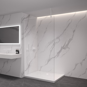 CERANO - Sprchová zástěna Walk-in Onyx Top Round L/P - 8 mm - kulatá vzpěra - bílá matná, transparentní sklo - 60x200 cm