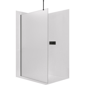 CERANO - Sprchová zástěna Walk-in Onyx Top Round L/P - 8 mm - kulatá vzpěra - černá matná, mléčné sklo - 70x200 cm