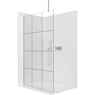 CERANO - Sprchová zástěna Walk-in Onyx Top Round L/P - 8 mm - kulatá vzpěra - chrom, industriální sklo - 120x200 cm