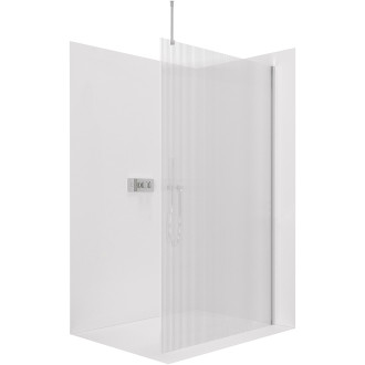 CERANO - Sprchová zástěna Walk-in Onyx Top Round L/P - 8 mm - kulatá vzpěra - chrom, rýhované sklo - 140x200 cm