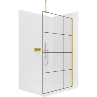 CERANO Sprchová zástěna Walk-in Onyx Top L/P 8mm zlatá kartáč/industriální sklo 140x200