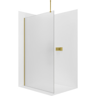 CERANO - Sprchová zástěna Walk-in Onyx Top Round L/P - 8 mm - kulatá vzpěra - zlatá kartáčovaná, mléčné sklo - 120x200 cm