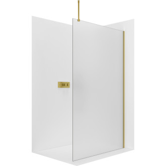 CERANO - Sprchová zástěna Walk-in Onyx Top Round L/P - 8 mm - kulatá vzpěra - zlatá, mléčné sklo - 80x200 cm