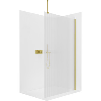 CERANO - Sprchová zástěna Walk-in Onyx Top Round L/P - 8 mm - kulatá vzpěra - zlatá, rýhované sklo - 140x200 cm