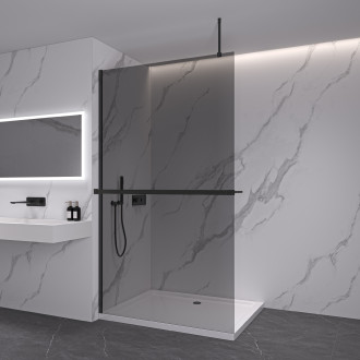 CERANO Sprchová zástěna Walk-in Onyx Top L/P držák černá mat, grafitové sklo 100x200