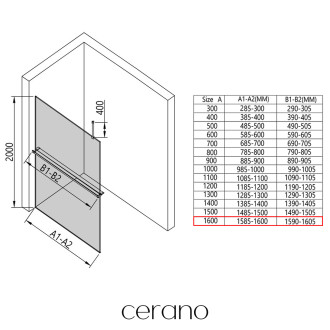 CERANO Sprchová zástěna Walk-in Onyx Top L/P +držák 8mm chrom/industriální sklo 160x200