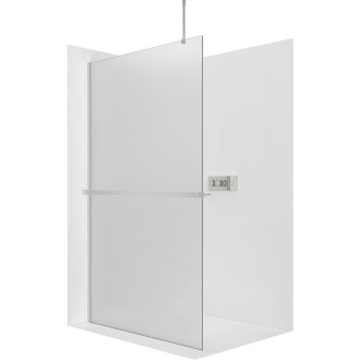 CERANO - Sprchová zástěna Walk-in Onyx Top Round L/P - 8 mm - kulatá vzpěra + polička/držák na ručníky - chrom, mléčné sklo - 80x200 cm