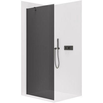 CERANO - Sprchová zástěna Walk-in Onyx Y L/P - 10 mm - černá matná, grafitové sklo - 140x200 cm