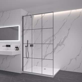 CERANO Sprchová zástěna Walk-in Onyx Y L/P černá mat/industriální sklo 140x200