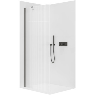 CERANO - Sprchová zástěna Walk-in Onyx Y L/P - 8 mm - černá matná, rýhované sklo - 130x200 cm