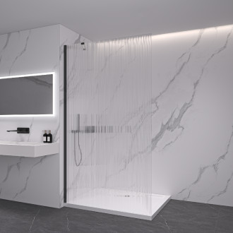 CERANO - Sprchová zástěna Walk-in Onyx Y L/P - 8 mm - černá matná, rýhované sklo - 140x200 cm