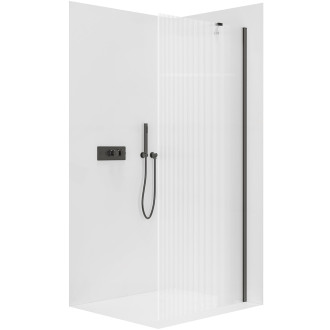 CERANO - Sprchová zástěna Walk-in Onyx Y L/P - 8 mm - černá matná, rýhované sklo - 90x200 cm