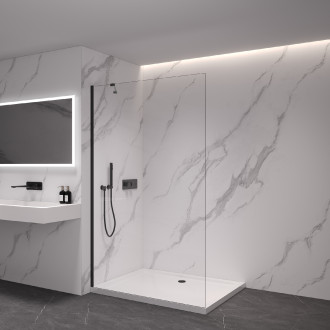 CERANO - Sprchová zástěna Walk-in Onyx Y L/P - 8 mm - černá matná, transparentní sklo - 50x200 cm